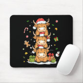 Tapis De Souris Christmas Highland Cow Cute Heifer Cow Santa Hat M (Avec souris)