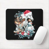 Tapis De Souris Christmas Horse In Santa Hat Cowgirl Cowboy Boots (Avec souris)
