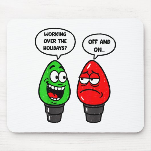 Tapis De Souris Christmas Lights Joke Light Bulb Working Off On Pu (Devant)