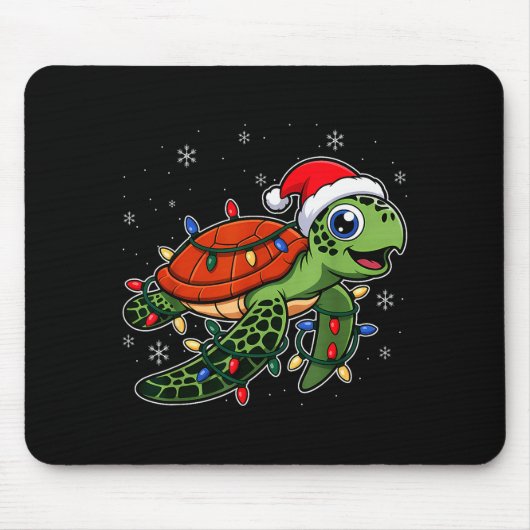 Tapis De Souris Christmas Lights Turtle Wearing Xmas Hat - Lover (Devant)