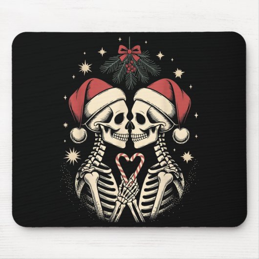 Tapis De Souris Christmas Matching Gothic Couple Dark Humor Skelet (Devant)