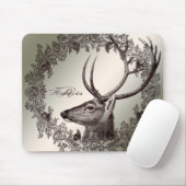 Tapis De Souris Christmas Monogram Floral Reindeer Golden Winter (Avec souris)