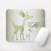 Tapis De Souris Christmas Monogram Green Deers Holidays Cute (Avec souris)