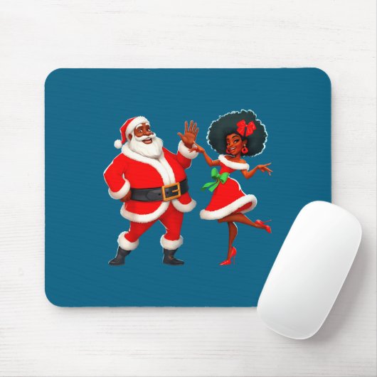 Tapis De Souris Christmas Mr Santa Mrs Claus Dancing African Ameri (Avec souris)