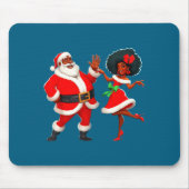 Tapis De Souris Christmas Mr Santa Mrs Claus Dancing African Ameri (Devant)