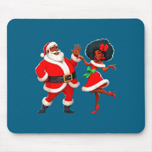 Tapis De Souris Christmas Mr Santa Mrs Claus Dancing African Ameri (Devant)