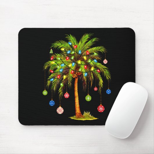 Tapis De Souris Christmas Palm Tree Light Hawaiian Trocal Xmas (Avec souris)