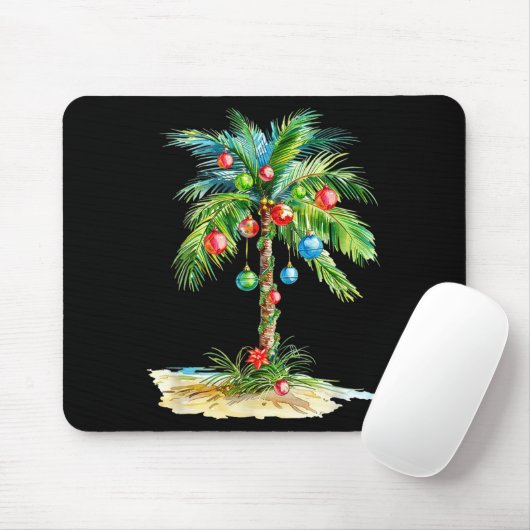 Tapis De Souris Christmas Palm Tree Light Hawaiian Trocal Xmas Men (Avec souris)