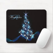 Tapis De Souris Christmas Party Blue Tree Shiny Black Elegant (Avec souris)