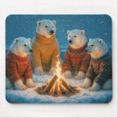 Tapis De Souris Christmas Polar Bears Around a Bonfire (Devant)