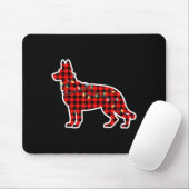 Tapis De Souris Christmas Red And Black Buffalo Plaid German Sheph (Avec souris)
