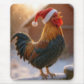 Tapis De Souris Christmas Rooster Wearing a Santa Hat (Devant)