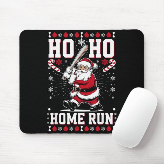 Tapis De Souris Christmas Santa Baseball Home Run Ho Ho Home Run , (Avec souris)