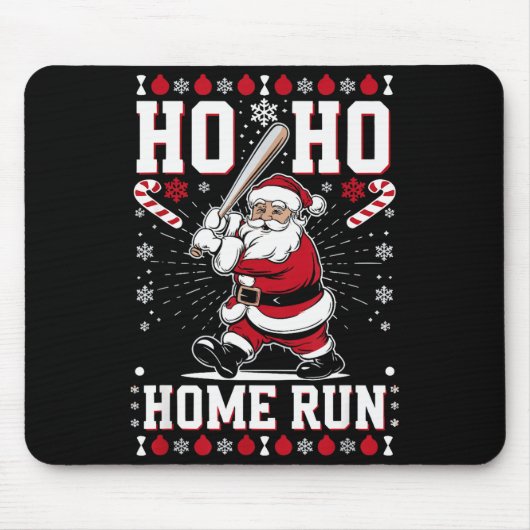 Tapis De Souris Christmas Santa Baseball Home Run Ho Ho Home Run , (Devant)