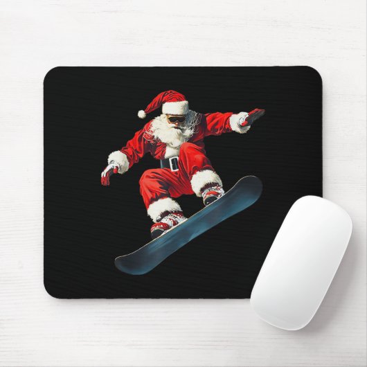 Tapis De Souris Christmas Santa Claus Snowboard Snowboarding Snowb (Avec souris)