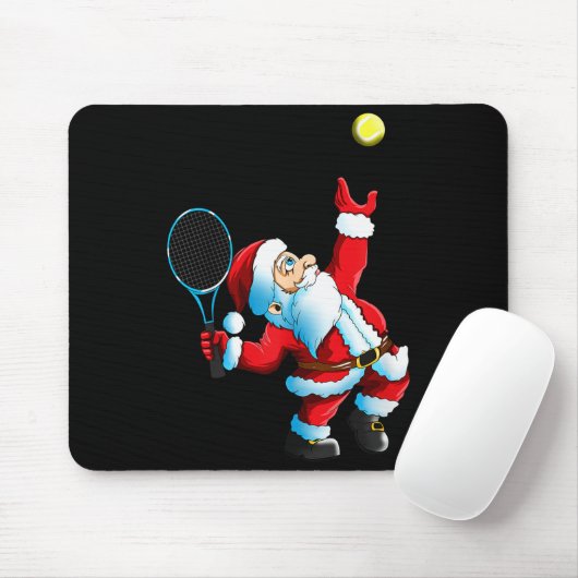 Tapis De Souris Christmas Santa Claus Tennis Game Tennis Racket (Avec souris)