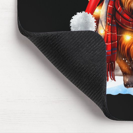 Tapis De Souris Christmas Scottish Highland Cow Wrapped In Christm (Coin)