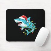 Tapis De Souris Christmas Shark Santa Hat Wrapped In Lights Funny  (Avec souris)
