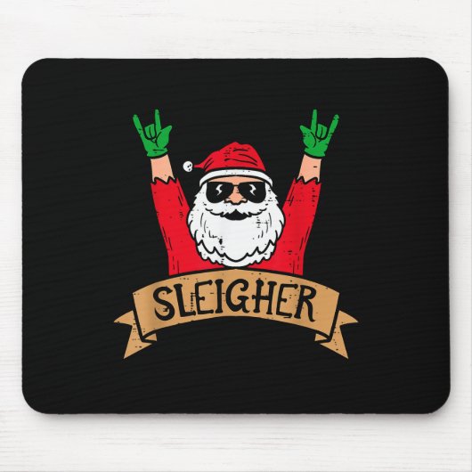 Tapis De Souris Christmas Sleigher Santa Rock Xmas Rocker Men Wome (Devant)