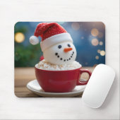 Tapis De Souris Christmas Snowman In Hot Cocoa (Avec souris)