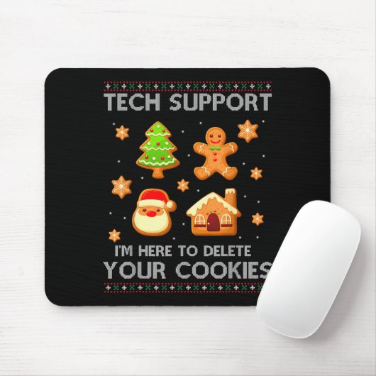 Tapis De Souris Christmas Tech Suprt Here To Delete Cookies Ugly S (Avec souris)