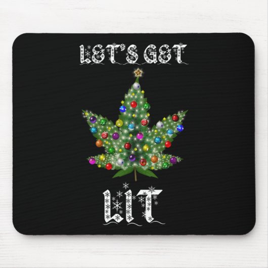 Tapis De Souris Christmas Tree Weed Leaf Pot Thc Gift Tee (Devant)