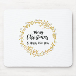 Tapis De Souris Christmas wreath with silver glitter snowflakes