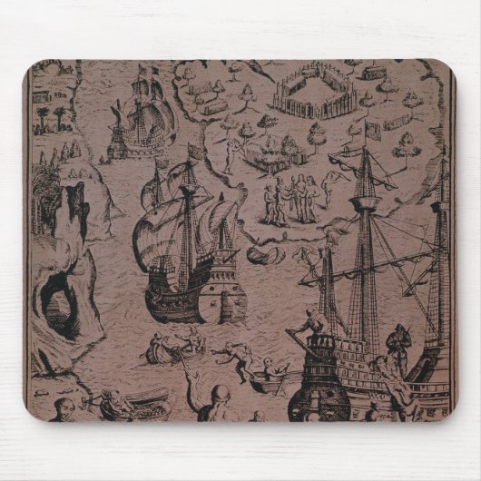 Tapis De Souris Christopher Colombus découvrant les îles (Devant)
