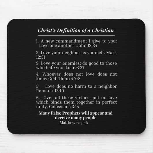 Tapis De Souris Christ's Definition Of A Christian Bible Verse Eva (Devant)