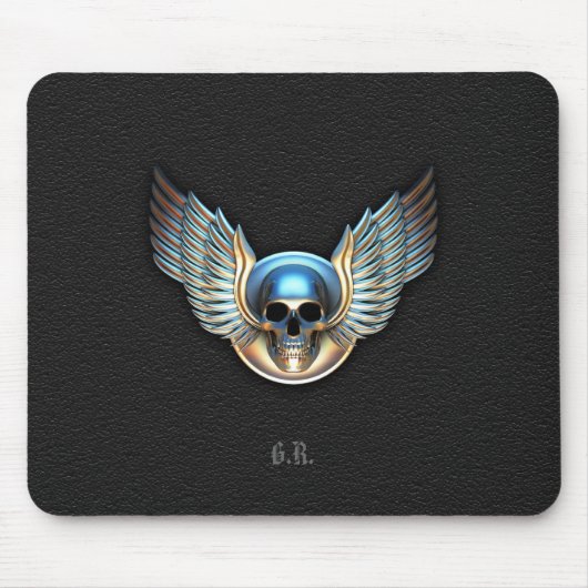 Tapis De Souris Chrome crâne et ailes Pad souris (Devant)