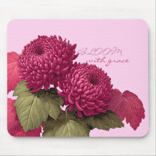 Tapis De Souris Chrysanthème Botanique Magenta Vintage