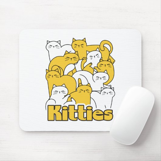 Tapis De Souris Chubby Kitties Design - Cat Art adorable (Avec souris)