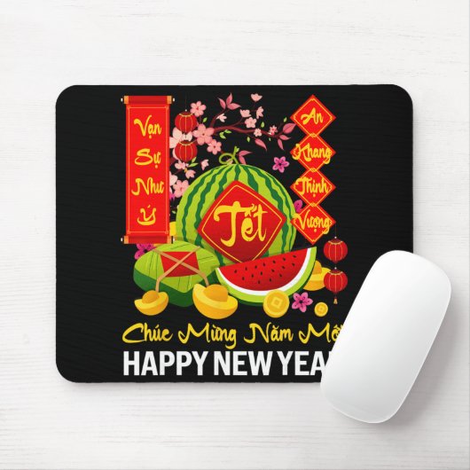 Tapis De Souris Chuc Mung Nam Moi Happy Lunar New Year Vietnamese  (Avec souris)