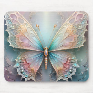 Tapis De Souris Chuchotements de couleur : Papillon fractal pastel