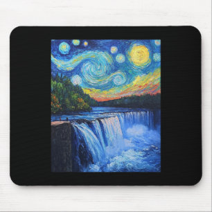 Tapis De Souris Chutes du Niagara - Style Van Gogh - Nuit étoilée