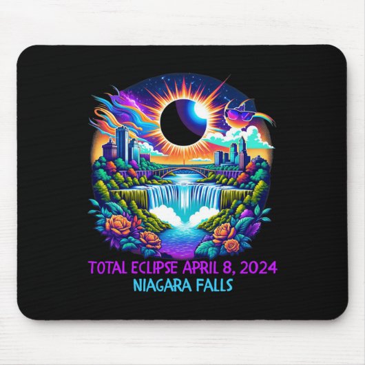 Tapis De Souris Chutes New York Ny Total Éclipse solaire 8 avril (Devant)