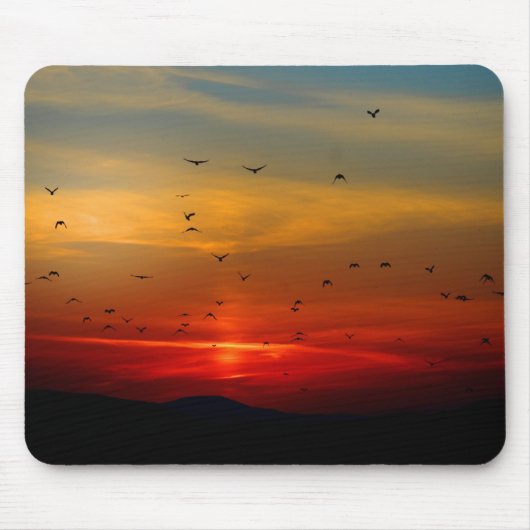 Tapis De Souris Ciel atmosphérique, coucher de soleil, oiseaux, be (Devant)