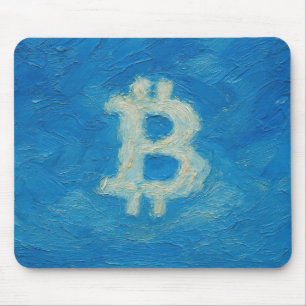 Tapis De Souris Ciel bleu Bitcoin (Huile, Style : 2)