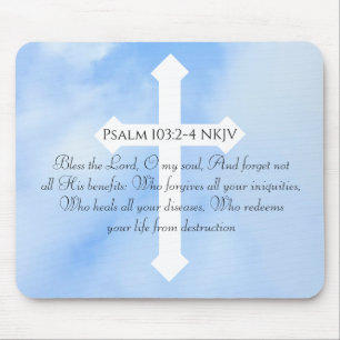 Tapis De Souris Ciel Bleu Chrétien guérison Bible Verse Cross