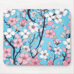 Tapis De Souris Ciel bleu de l'arbre en floraison