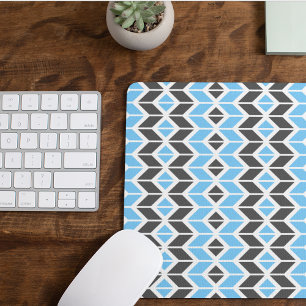 Tapis De Souris Ciel Moderne Bleu Gris Foncé Géométrique en Chevro