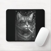 Tapis De Souris Cigarette Kitten Drôle Fumer Chat Mème Bra Stupide (Avec souris)