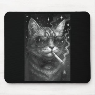 Tapis De Souris Cigarette Kitten Drôle Fumer Chat Mème Bra Stupide