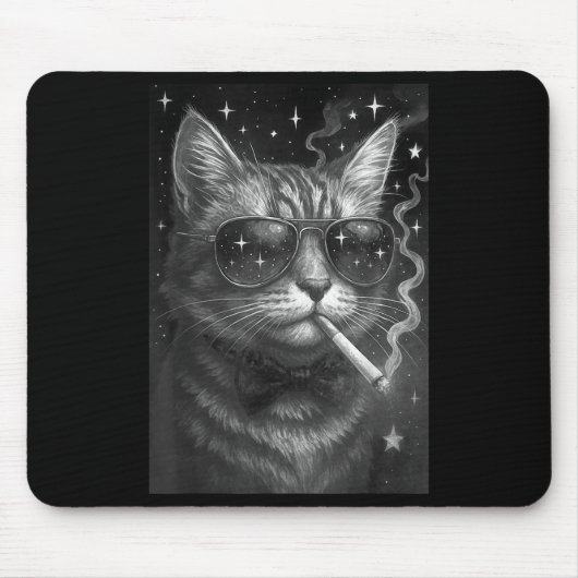 Tapis De Souris Cigarette Kitten Drôle Fumer Chat Mème Bra Stupide (Devant)
