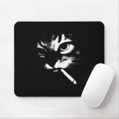 Tapis De Souris Cigarette Kitten Drôle Fumer Mème Chat Gangster C (Avec souris)