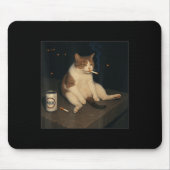 Tapis De Souris Cigarette Kitten Drôle Fumer Mème Chat Stud (Devant)