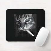 Tapis De Souris Cigarette Kitten Drôle Fumer Mème Chat Stud Cervea (Avec souris)