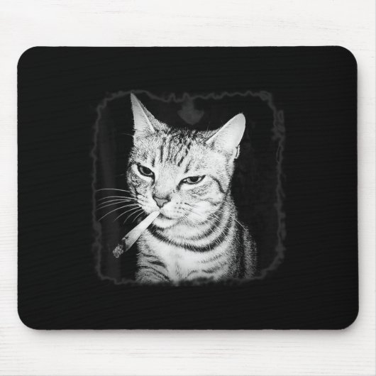Tapis De Souris Cigarette Kitten Gang Chat Fumer Cigarette Drôle (Devant)