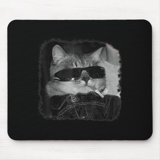 Tapis De Souris Cigarette Kitten Gang Chat Fumer Cigarette Drôle (Devant)