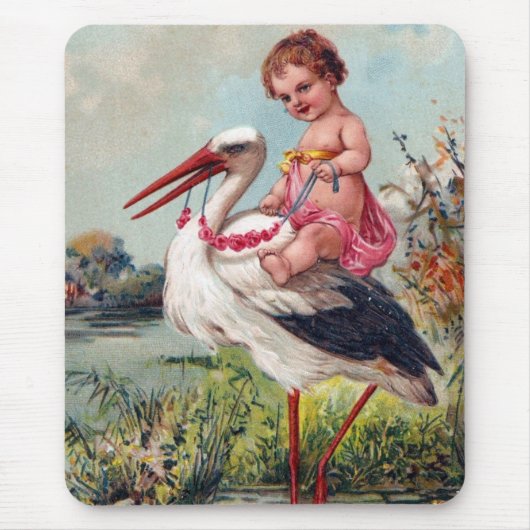 Tapis De Souris Cigogne et bébé à partir de 1909 (Devant)